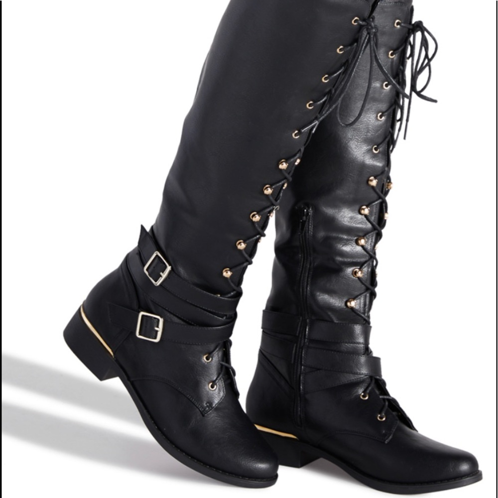 New size 6WC faux leather combat boots